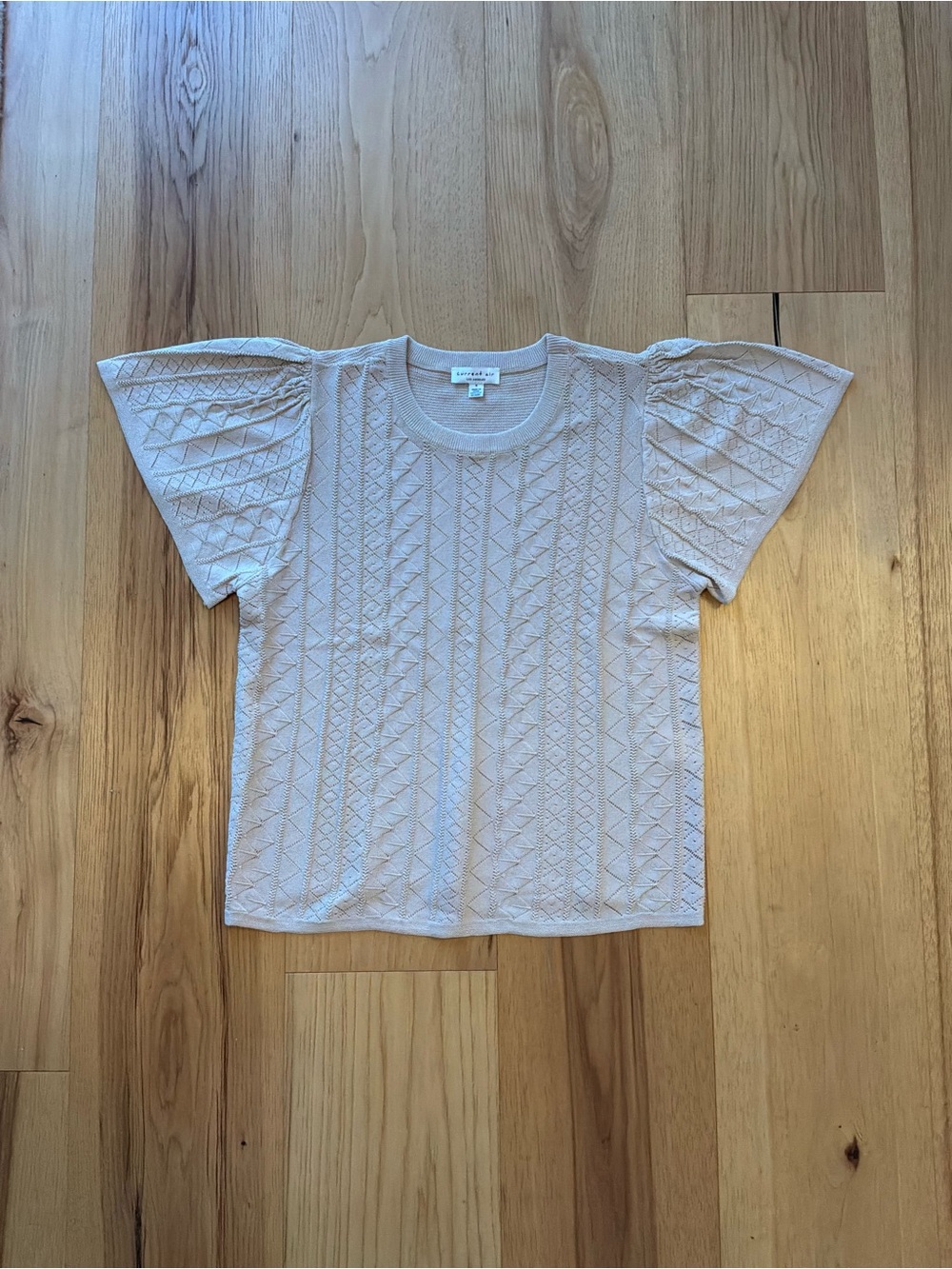 Current Air Blush Textured Puff-Sleeve Knit Top, Size Small, NWOT